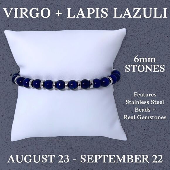 NWT Wool + Pepper Co. Virgo + Lapis Lazuli Bracelet - Zodiac x Gemstone - Picture 5 of 14